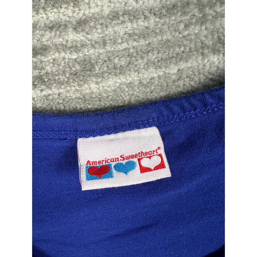 American Sweetheart Tank Top Womens L Blue Solid Crew Neck Cotton Blend Basic - Picture 6 of 11